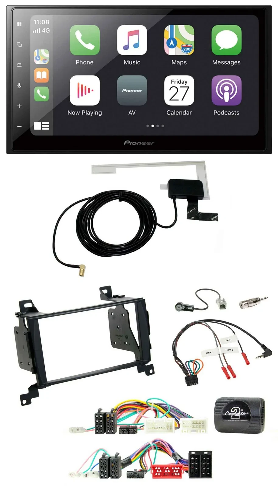 Автомагнитола для Hyundai Santa Fe 2010–2012 Pioneer 2DIN, Bluetooth, DAB, USB, поддержка кнопок на руле