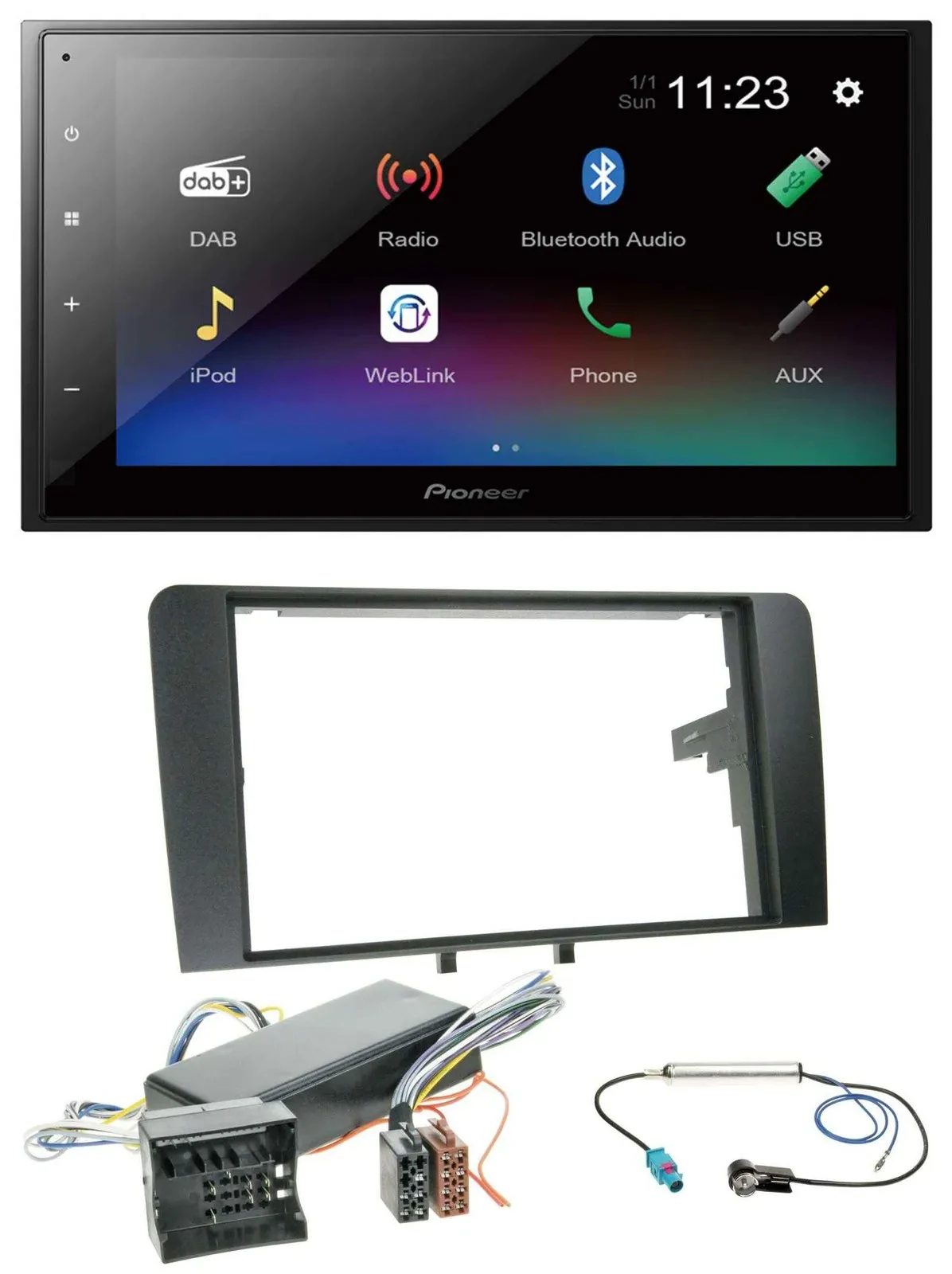 Автомагнитола для Audi A3 8P (2006–2012) Pioneer USB Bluetooth DAB 2-DIN MP3 совместима с Bose активной системой