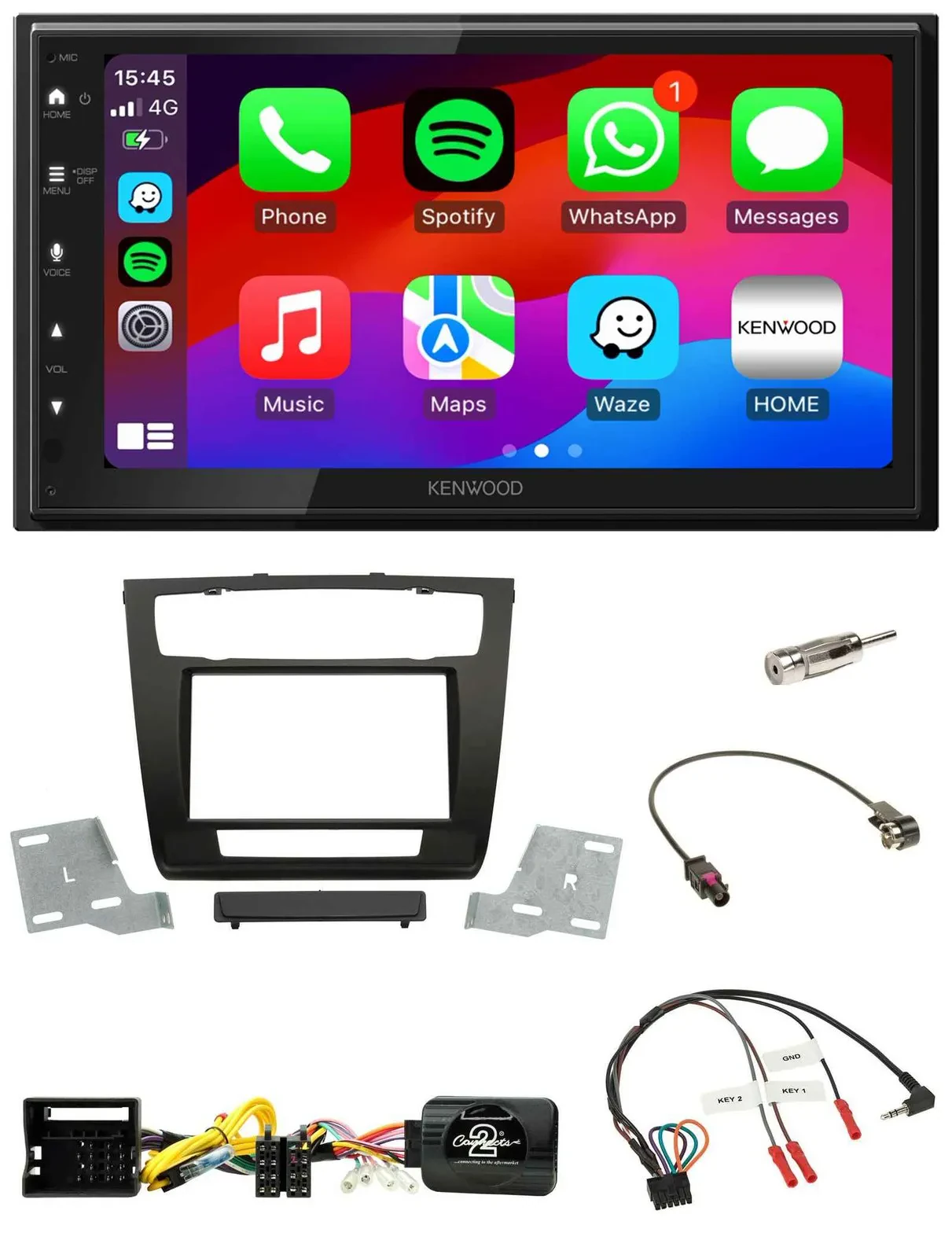 Kenwood Lenkrad USB DAB 2DIN Bluetooth Autoradio für BMW 1er aut. Klima E81/E82/