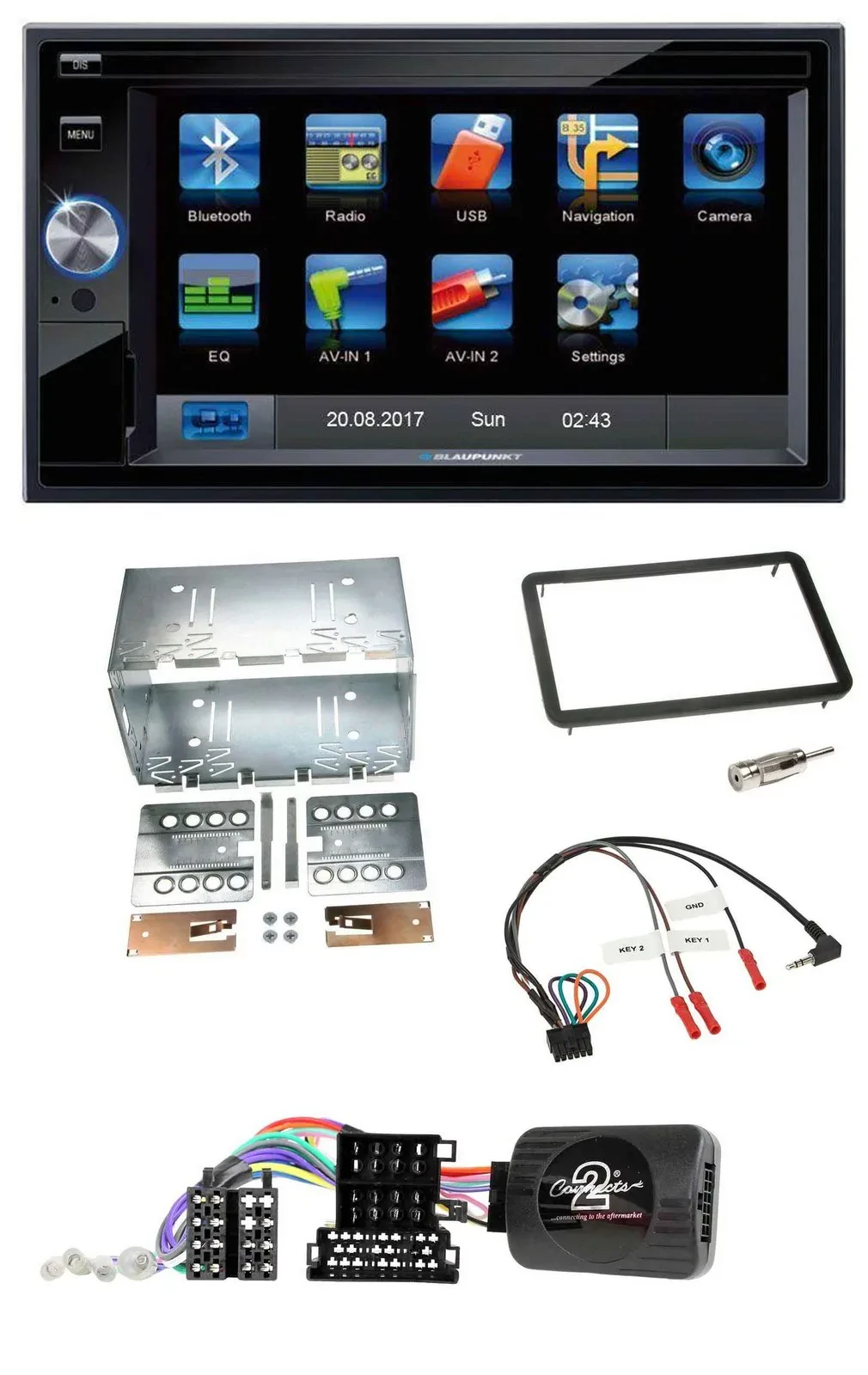 Blaupunkt 2DIN Bluetooth TMC USB Lenkrad SD Navigation für Alfa Romeo 159 Brera