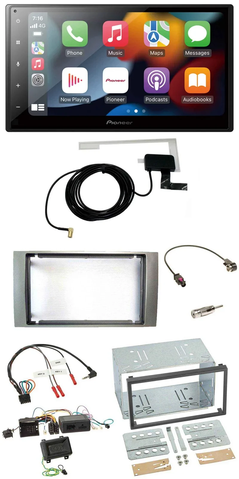 Pioneer Lenkrad USB Bluetooth DAB 2DIN Autoradio für Ford Kuga 2008-2012 silber