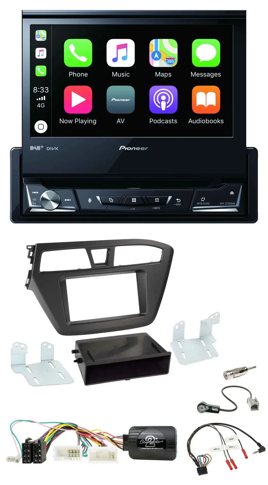 Pioneer DVD Bluetooth DAB USB Lenkrad Autoradio für Hyundai i20 (ab 2015)