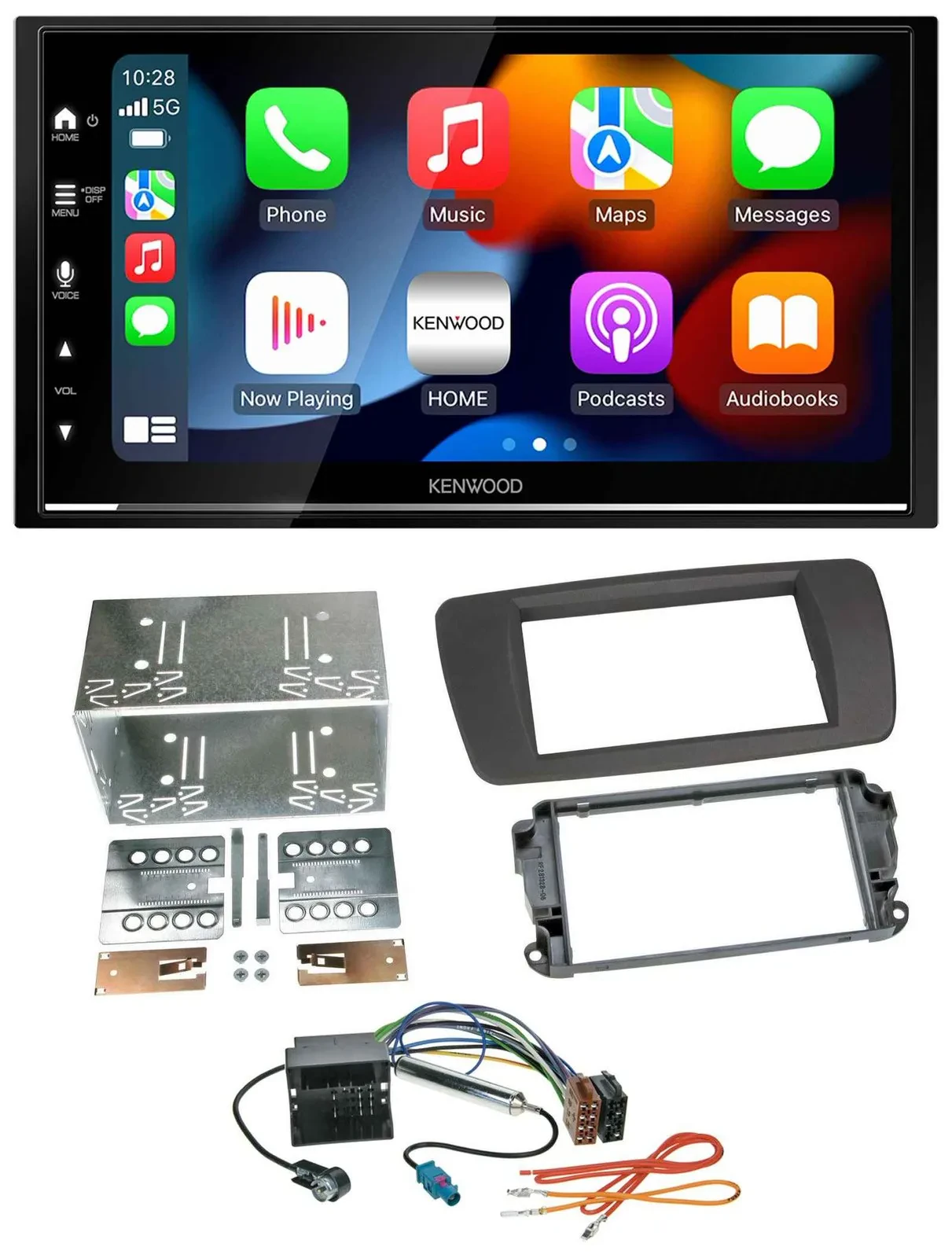 Автомагнитола Kenwood 2DIN, DAB, USB, Bluetooth, MP3, для Seat Ibiza с 2008, серый Tuam Grey