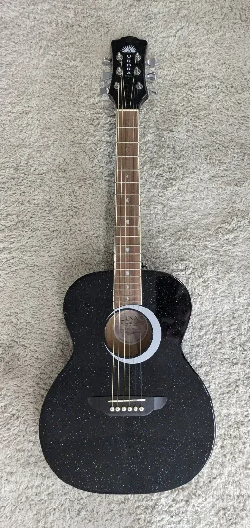 Luna Aurora Borealis 3/4-Size Acoustic Guitar Black Sparkle - Model AR BOR BLK