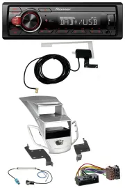 Автомагнитола Pioneer 1DIN, MP3, DAB, USB, AUX, для Ford Fiesta (2010–2017), серебристый