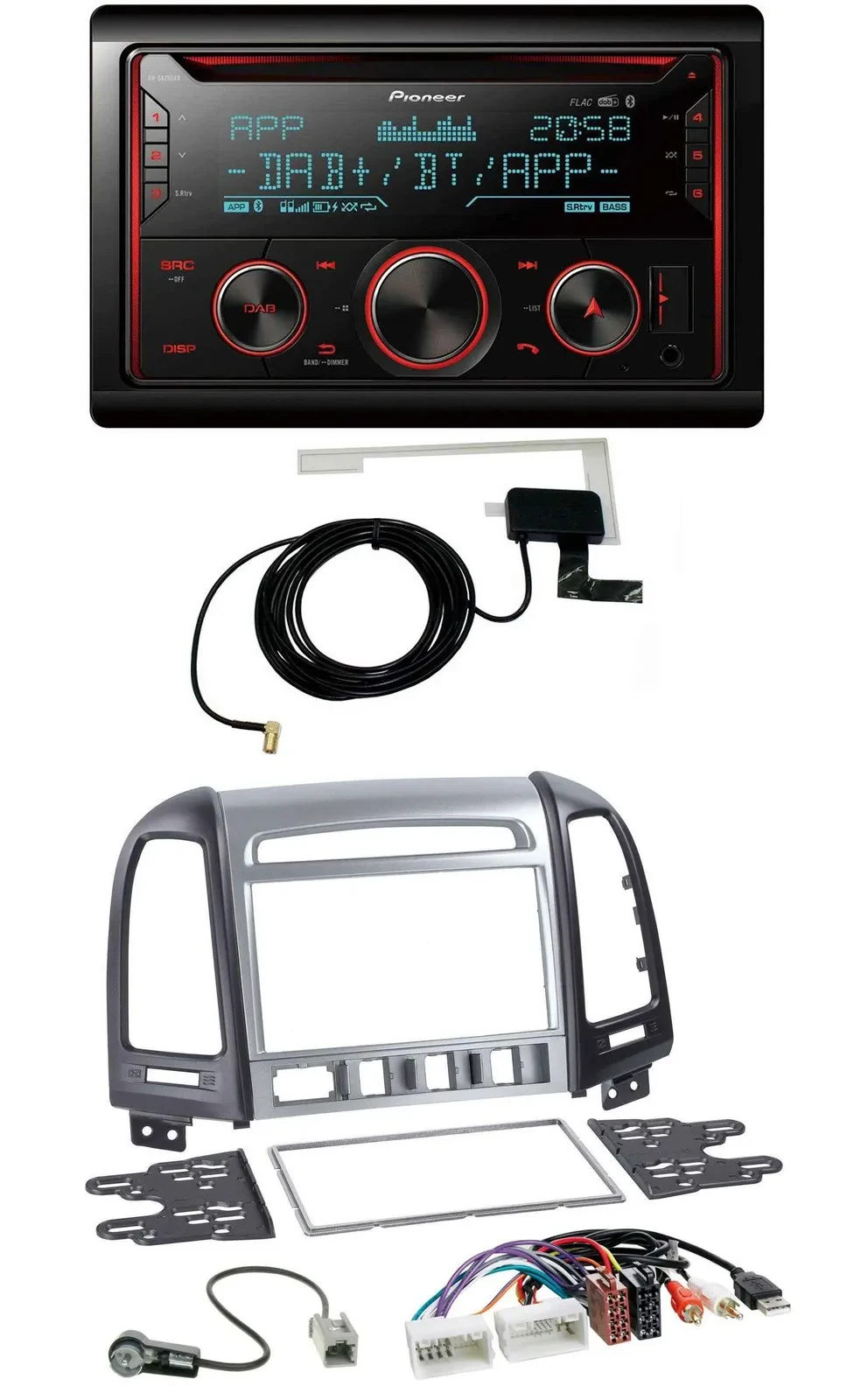 Автомагнитола Pioneer 2DIN MP3 DAB USB CD Bluetooth для Hyundai Santa Fe