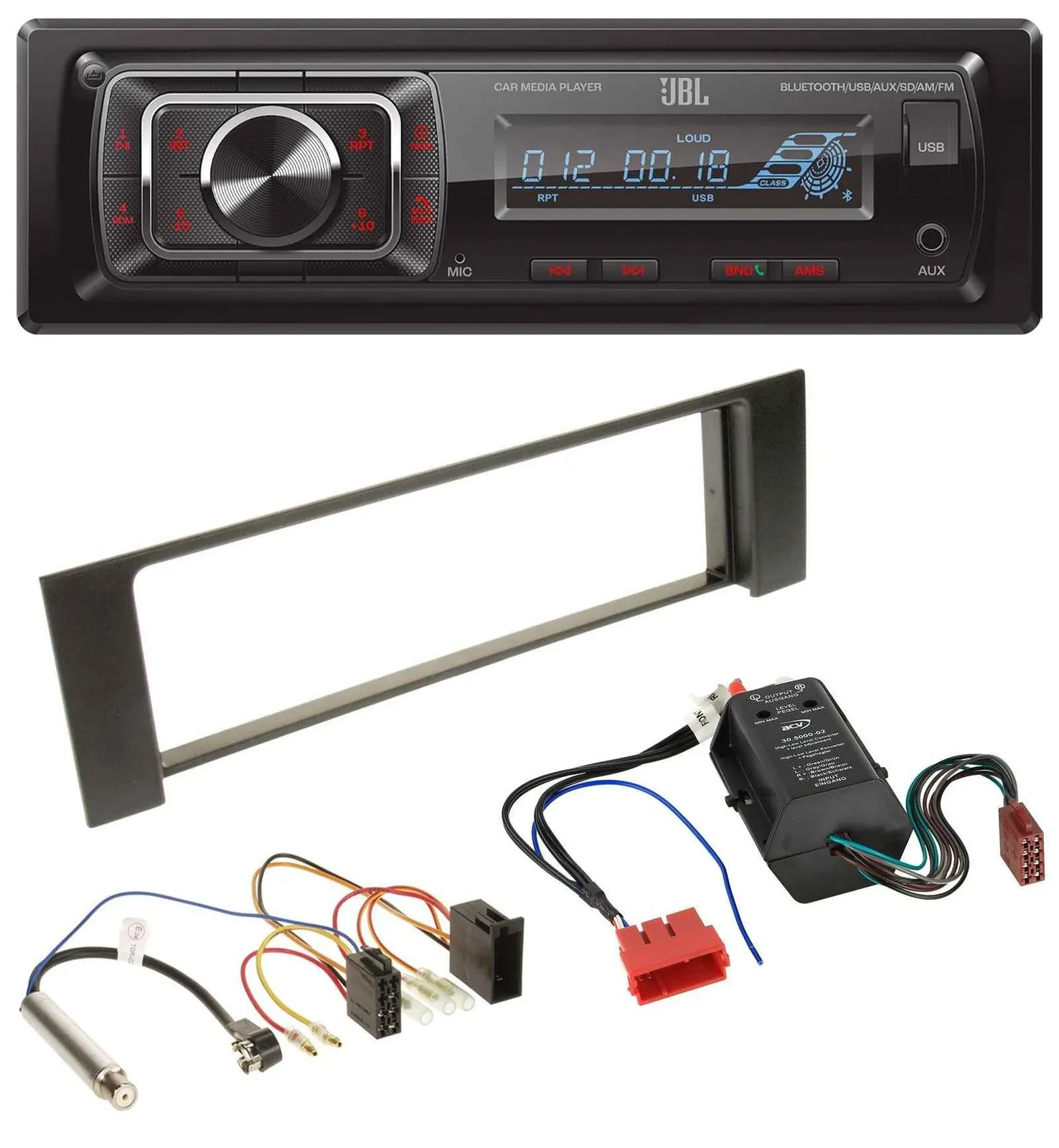 JBL SD AUX MP3 USB Bluetooth Autoradio für Audi A4 B6 00-04 Bose Aktivsystem Min