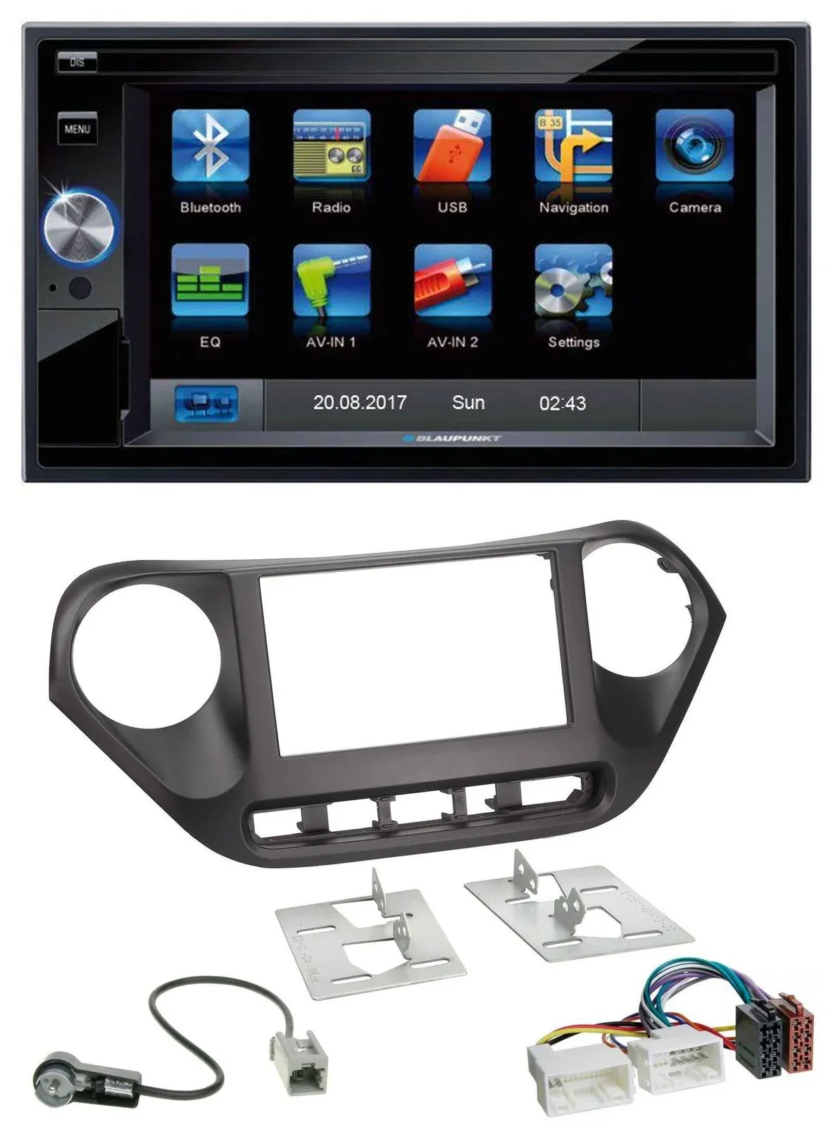 Blaupunkt SD Bluetooth 2DIN MP3 USB AUX Autoradio für Hyundai i10 (ab 2013)