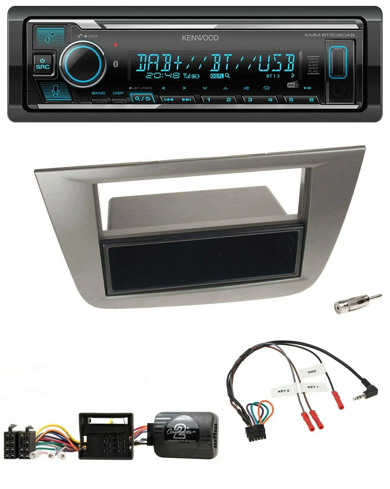 Автомагнитола Kenwood Bluetooth, DAB, USB для Seat Toledo/Altea (2004–2009), антрацит