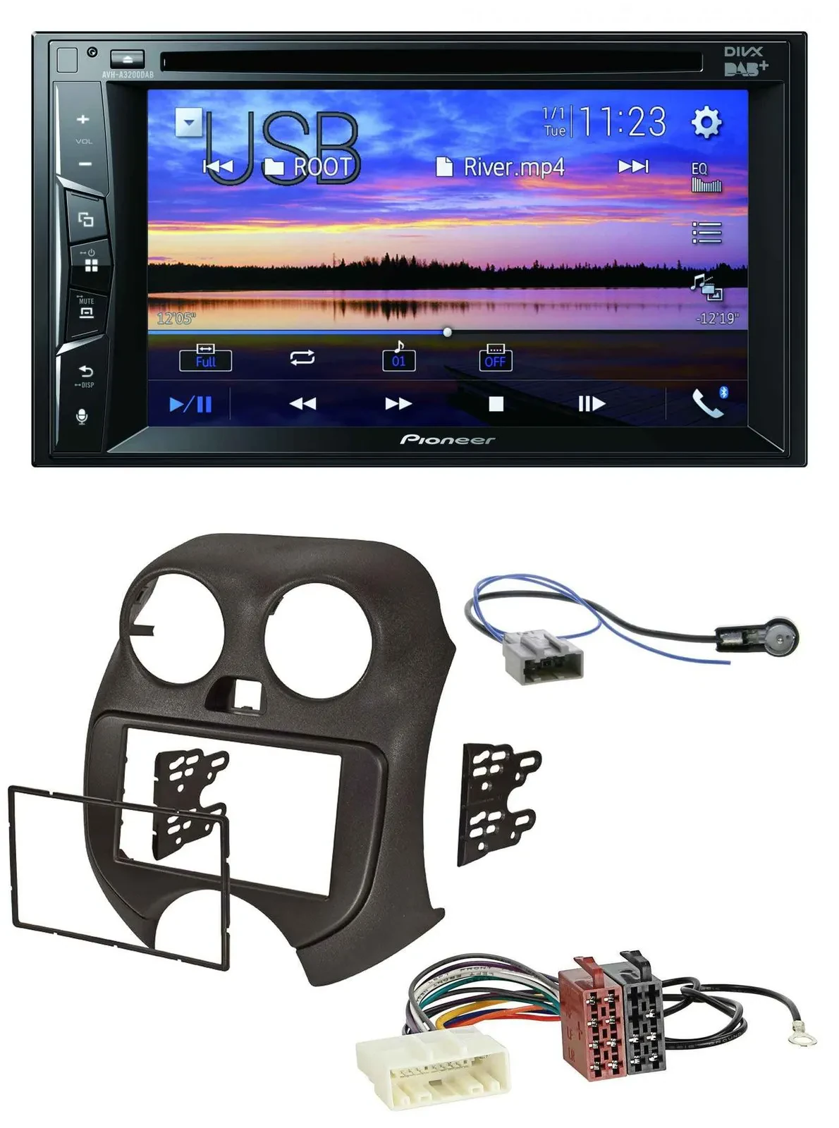 Pioneer Bluetooth 2DIN USB DVD DAB MP3 Autoradio für Nissan Micra (10-13)