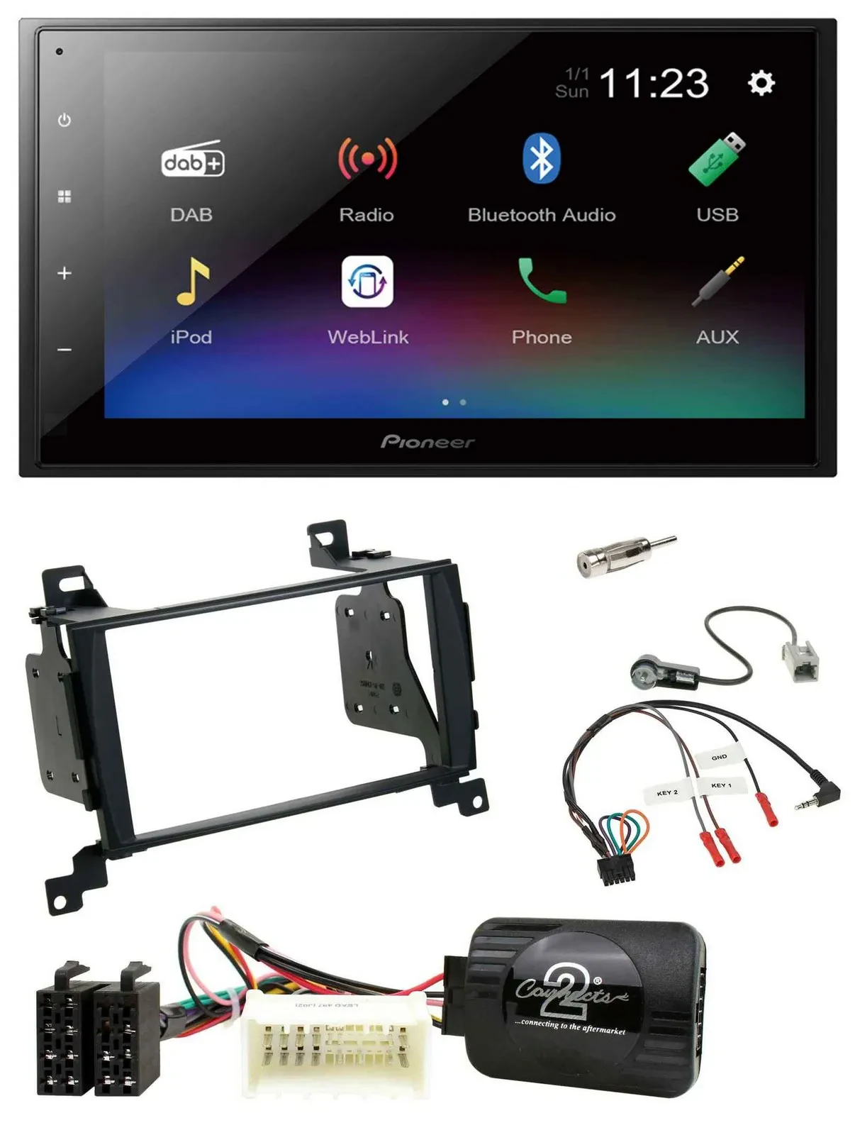 Автомагнитола для Hyundai Santa Fe 2007–2012 Pioneer 2 DIN, Bluetooth, USB, DAB