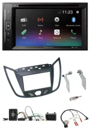 Pioneer Bluetooth Lenkrad USB 2DIN DAB DVD Autoradio für Ford C-Max ab 2011 grau