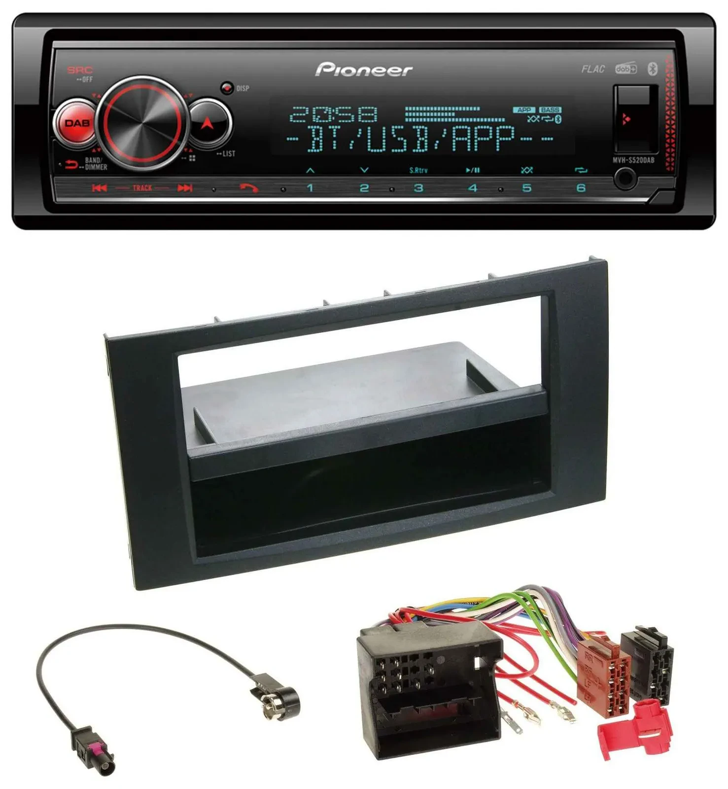 Pioneer Bluetooth USB MP3 DAB Autoradio für Ford Focus Fiesta 04-08 schwarz