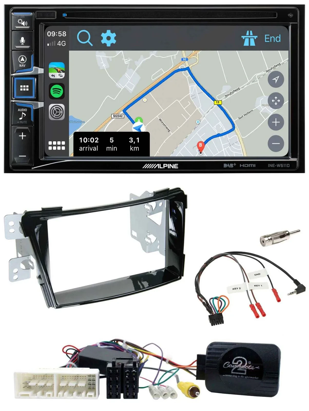 Автомагнитола для Hyundai i40 (с 2016) Alpine 2DIN, DAB, TMC, Bluetooth, USB, навигация, поддержка кнопок на руле
