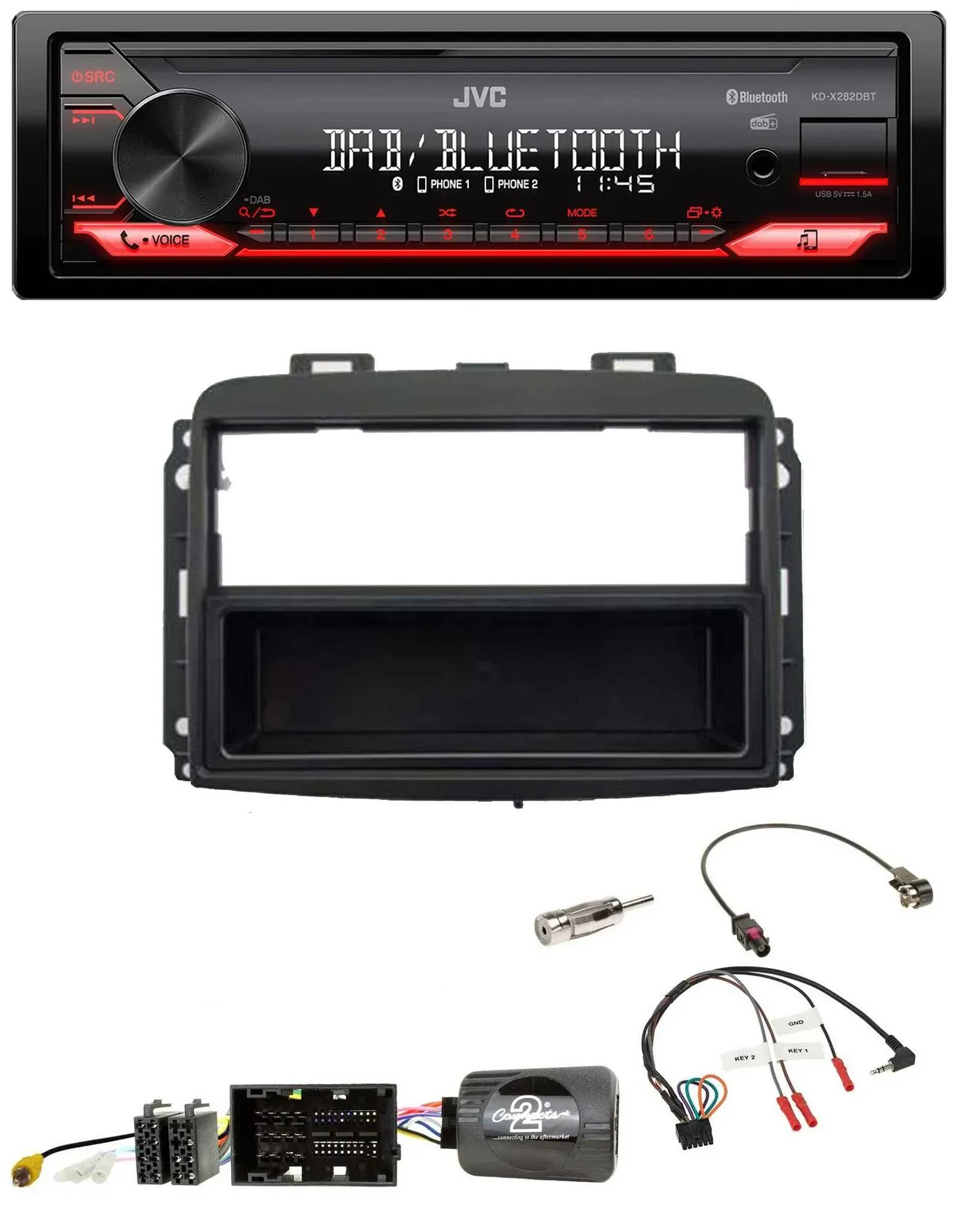 Автомагнитола JVC Bluetooth USB DAB для Fiat 500L (с 2012)