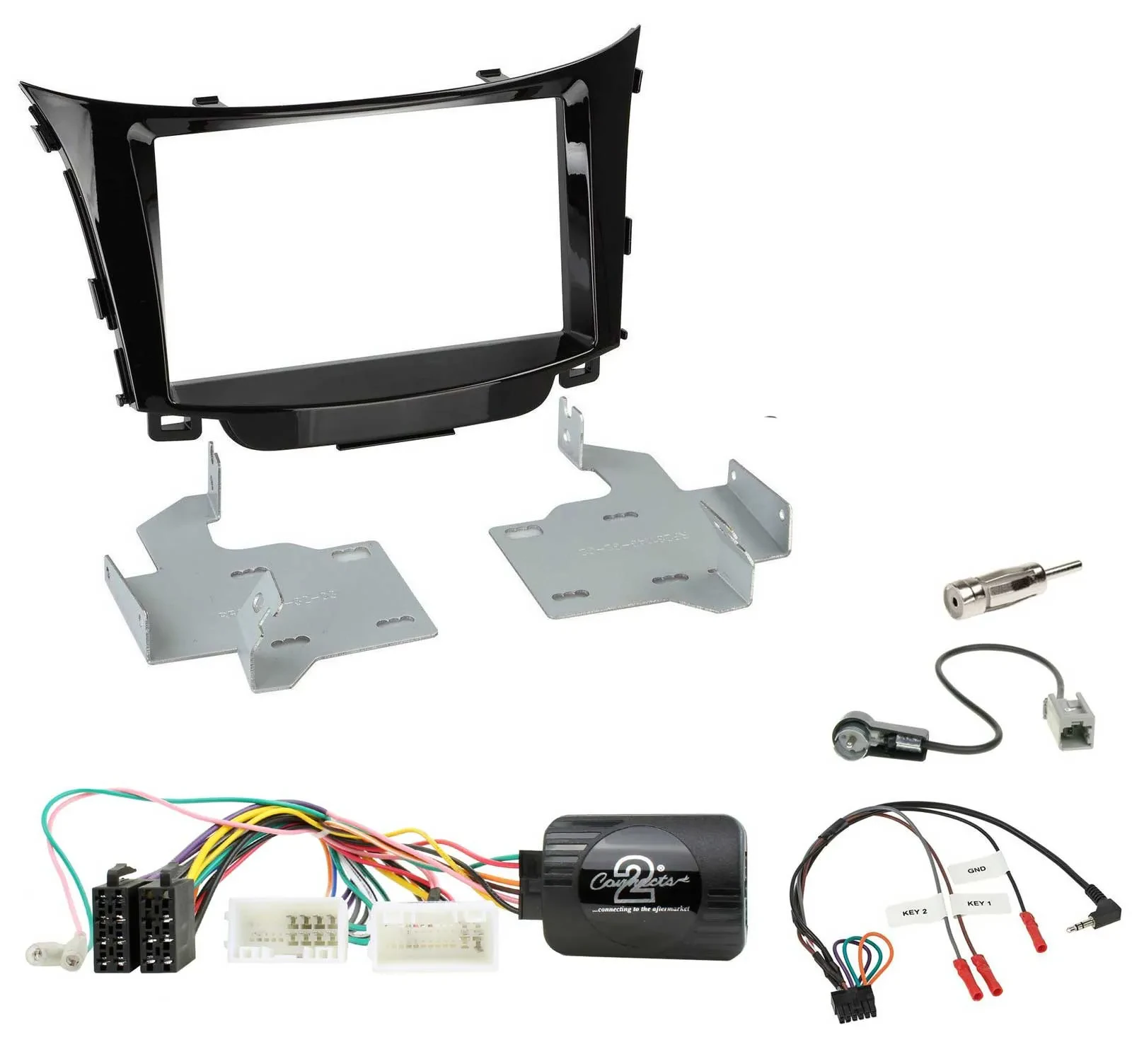 Установочный комплект для автомагнитолы Caraudio24 для Hyundai i30 (2012–2017), 2-DIN, с адаптером кнопок на руле