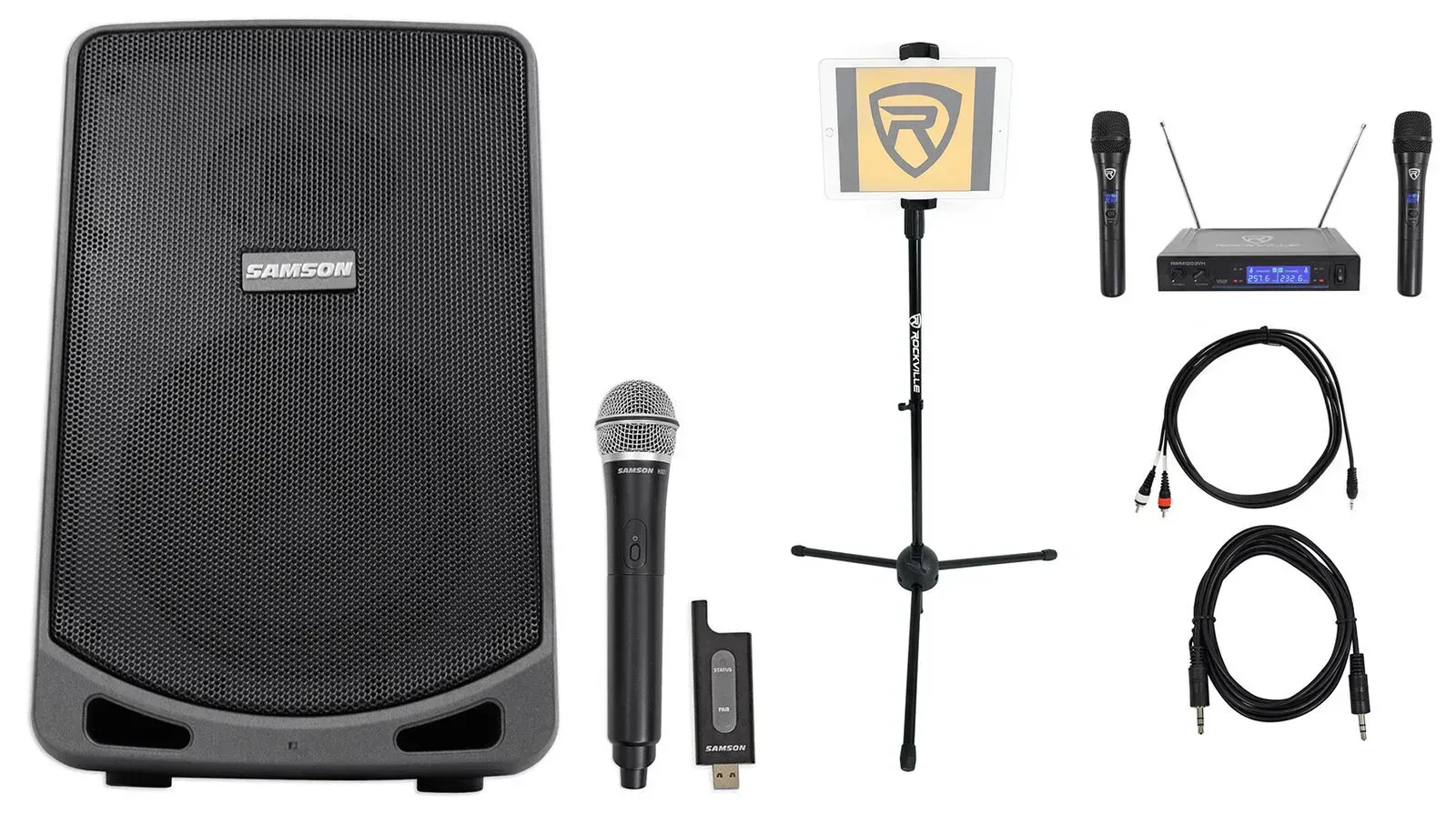 Караоке-система Samson активная портативная 6" (3 микрофона, держатель для планшета)