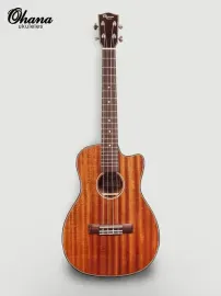 Ohana Model CK-35GCE All Solid Mahogany Gloss Cutaway  Ukulele with Bag - BLEM