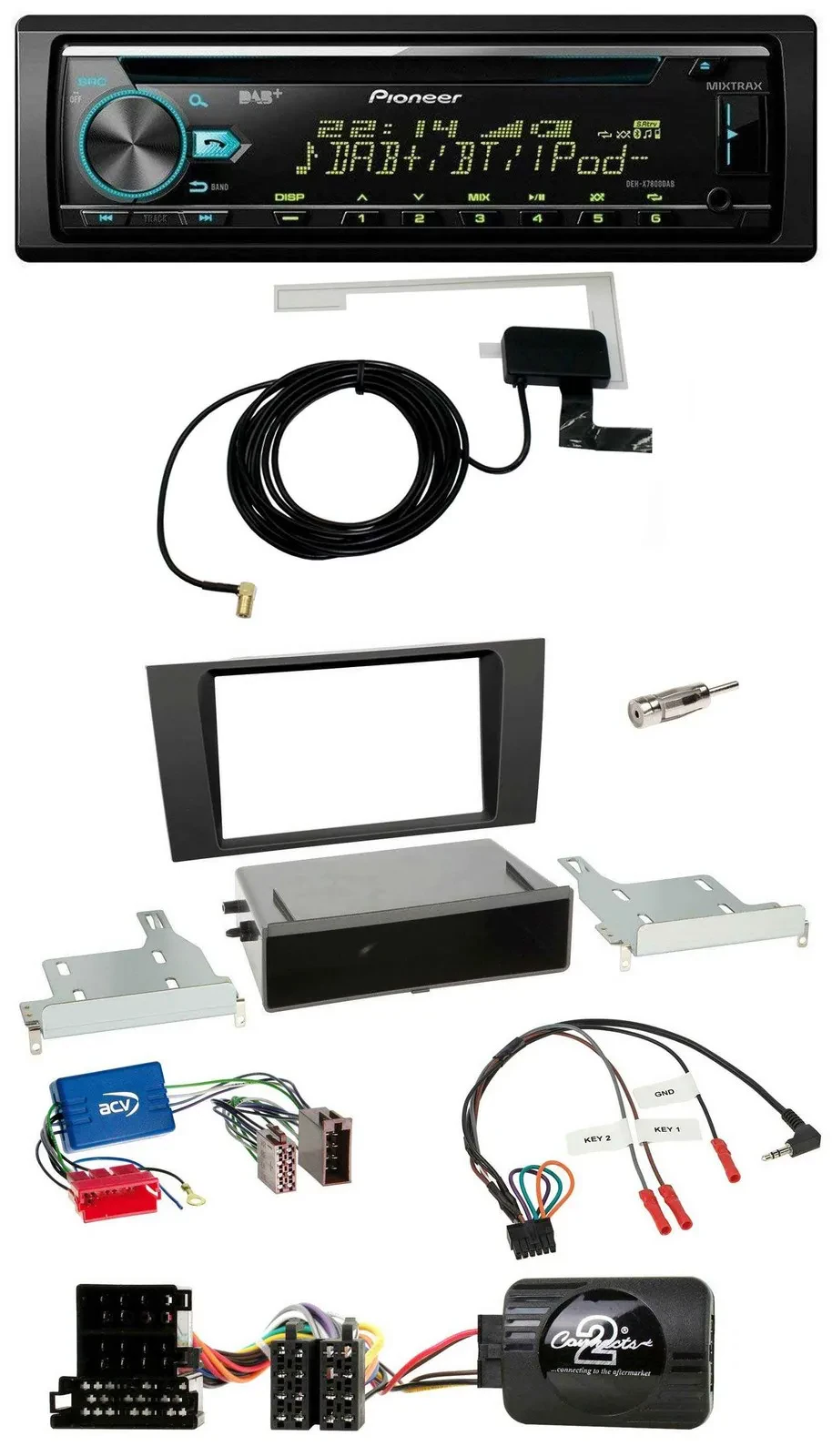 Pioneer MP3 Lenkrad CD USB DAB Autoradio für Audi A4 B5 1999-2001 Aktivsystem