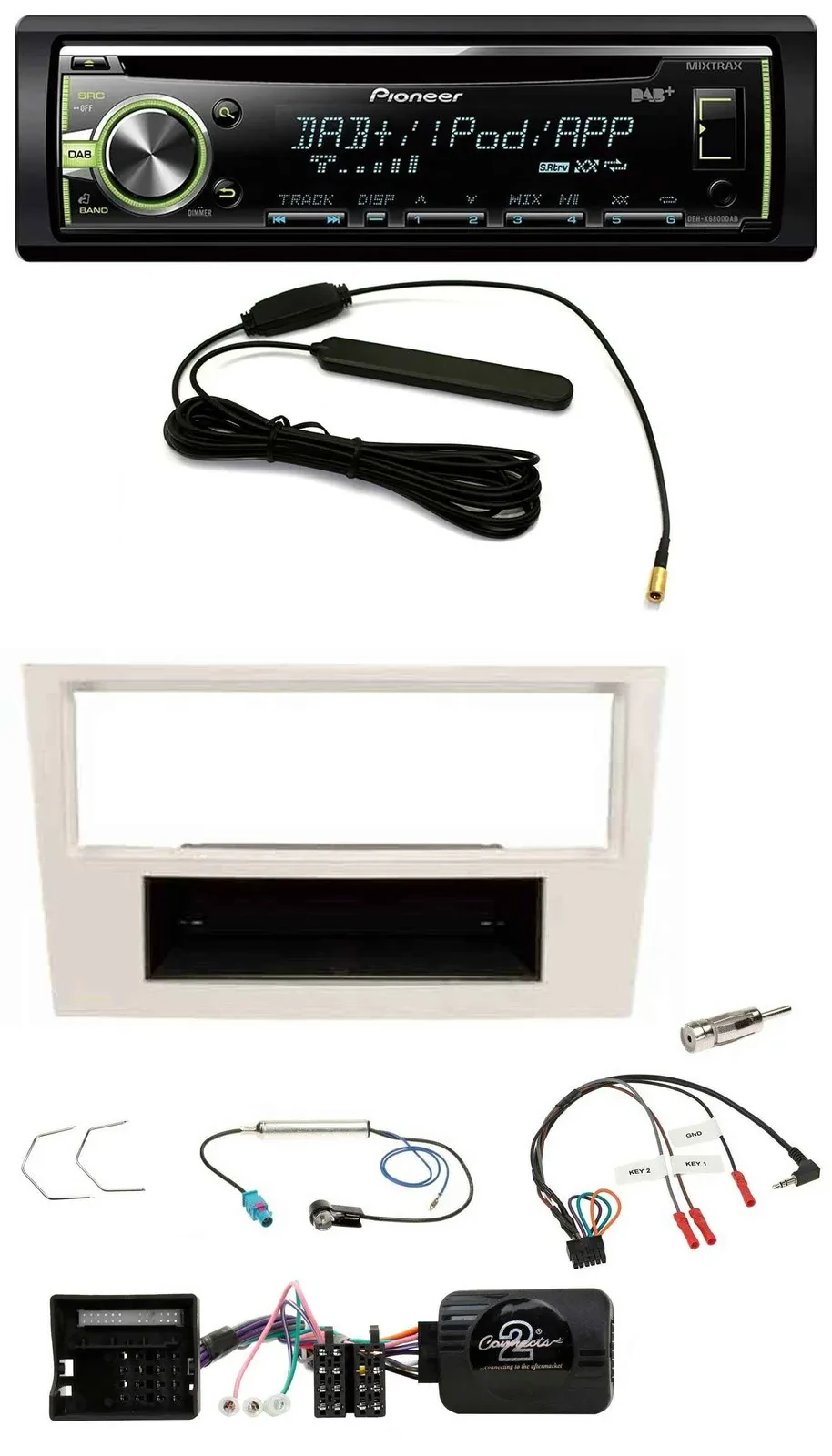 Автомагнитола Pioneer MP3, USB, CD, DAB, поддержка управления на руле, для Opel Corsa D (2006–2008), перламутрово-белый