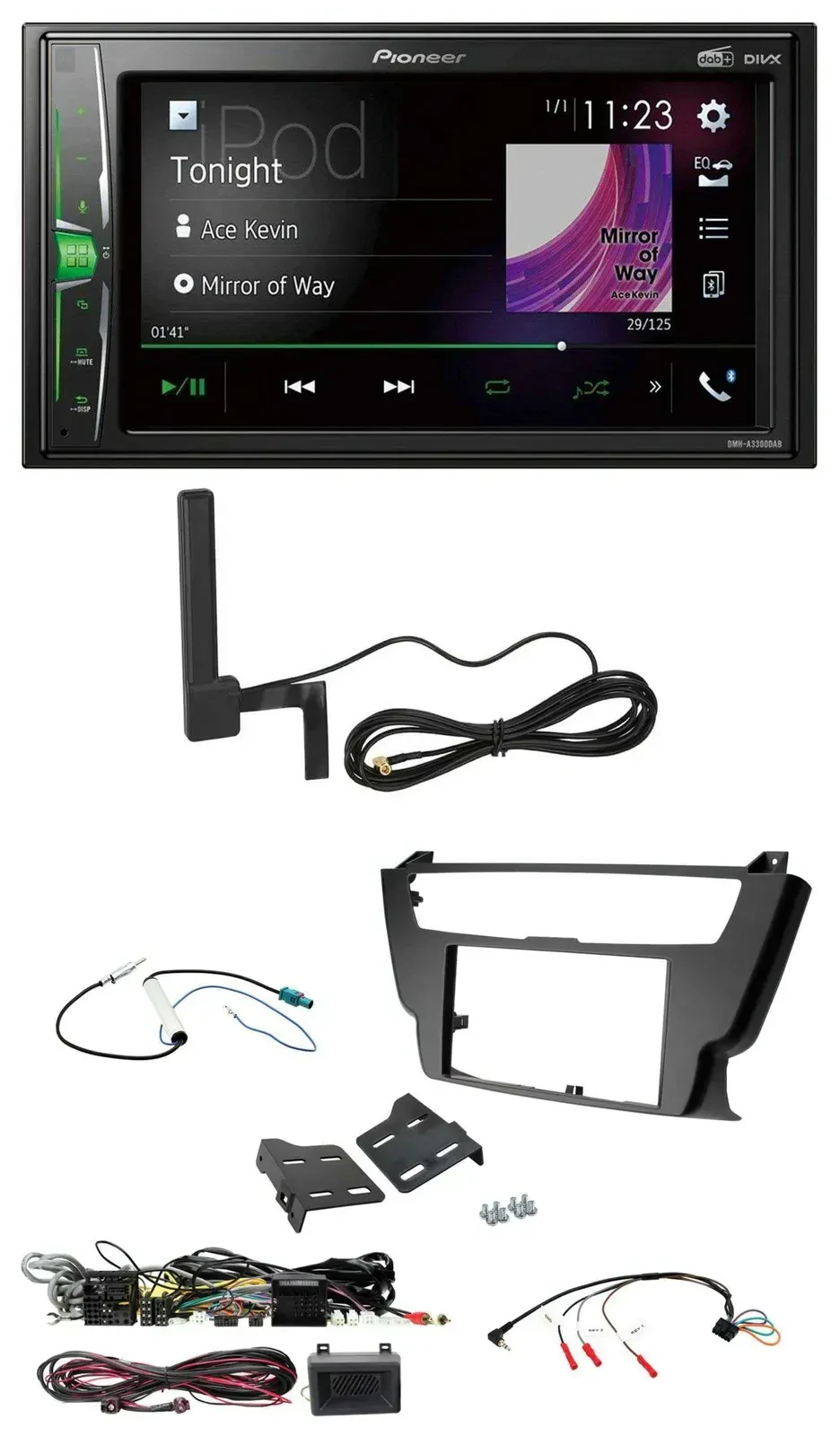 Автомагнитола для BMW 3/4 (2012–2016) Pioneer 2DIN DAB Bluetooth MP3 с поддержкой управления на руле