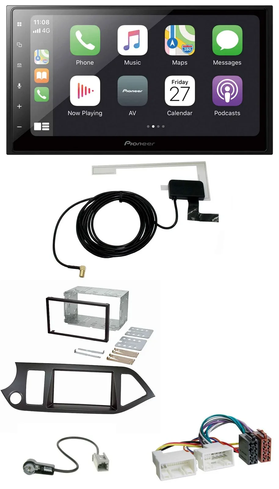 Pioneer USB MP3 2DIN Bluetooth DAB Autoradio für Kia Picanto ab 11 Start-Stop