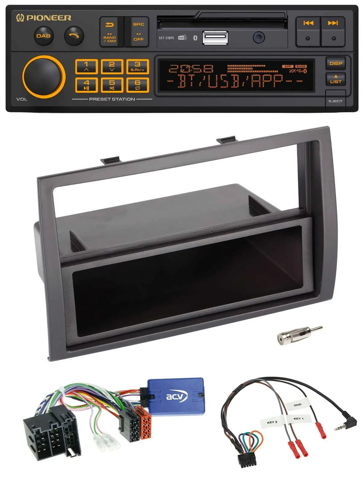 Автомагнитола для Fiat Ducato 2008–2011 Pioneer DAB, USB, Bluetooth, черная