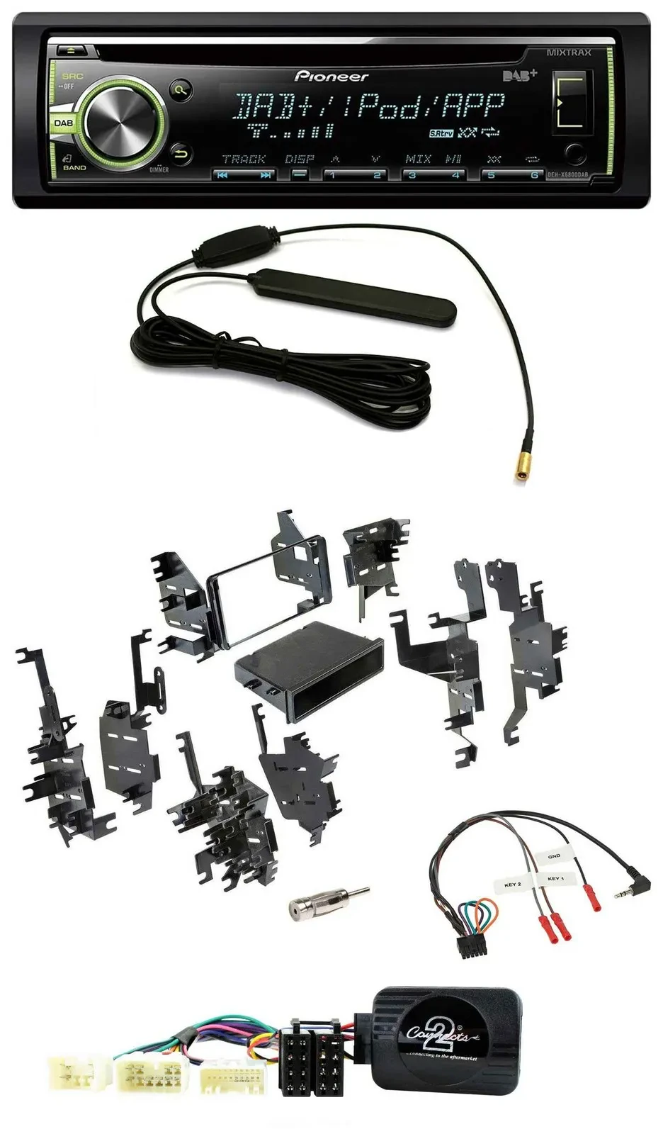 Автомагнитола для Toyota Yaris 2007–2012 Pioneer MP3 USB CD DAB, поддержка управления с руля