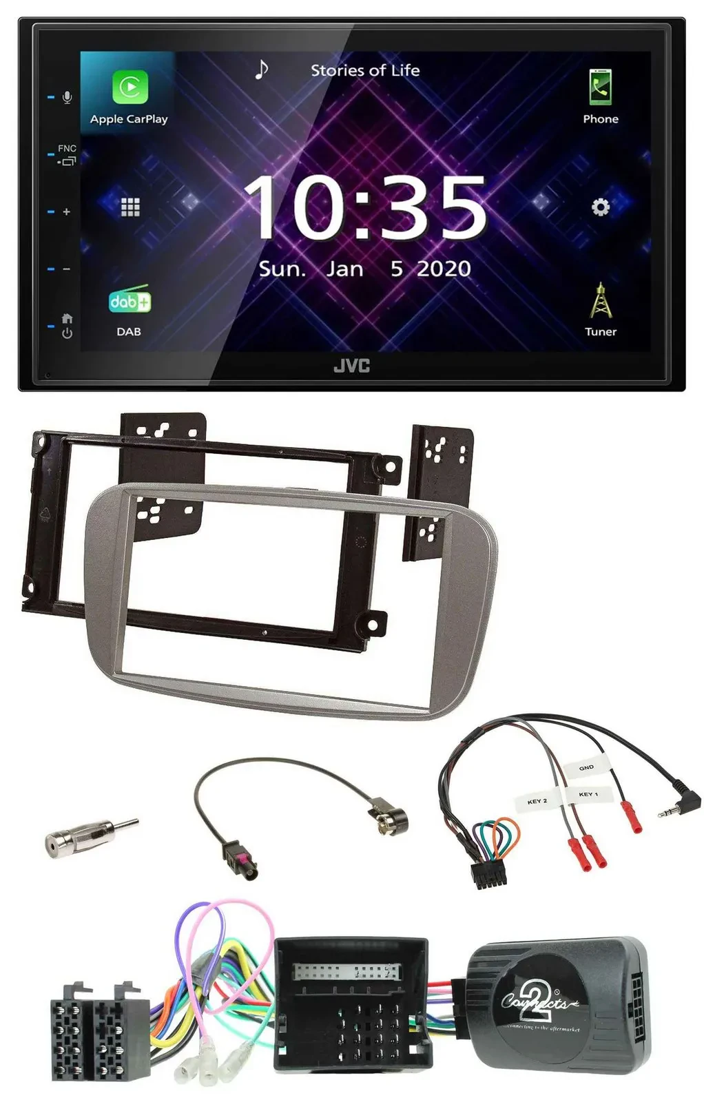 JVC DAB 2DIN Lenkrad Bluetooth USB Autoradio für Ford C Max Galaxy Focus Can-Bus