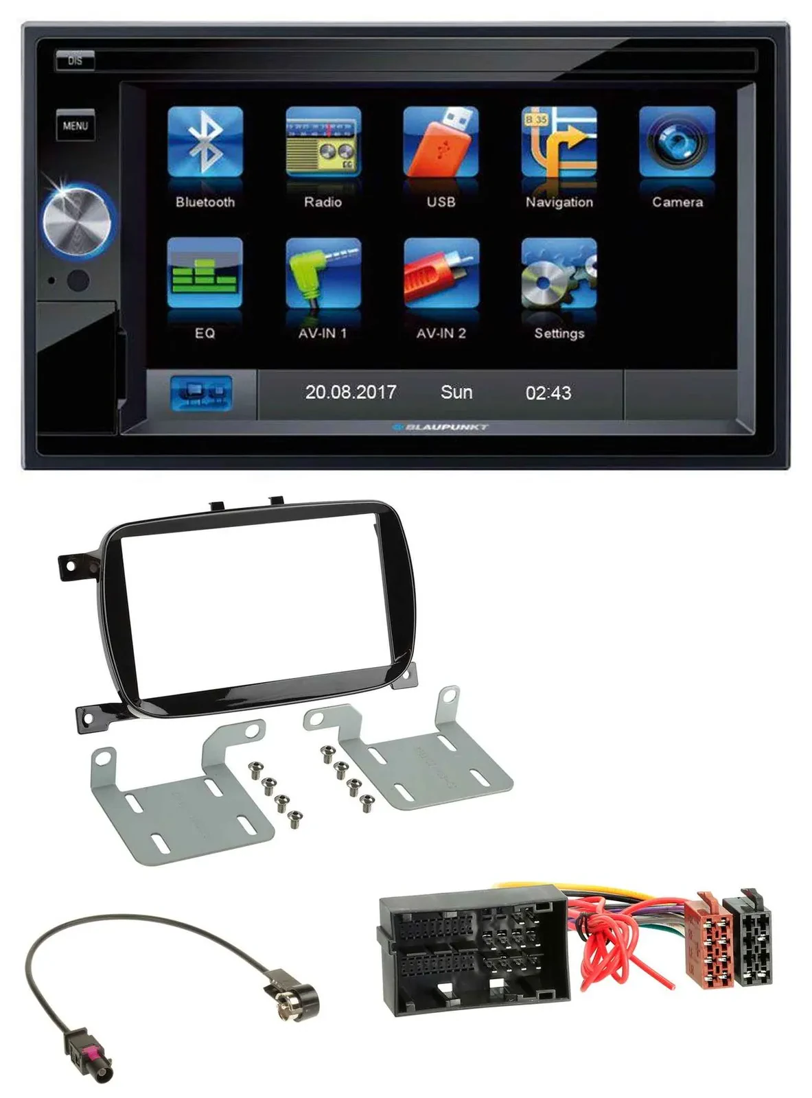 Blaupunkt SD Bluetooth 2DIN MP3 USB AUX Autoradio für Fiat 500X ab 2016 klavierl