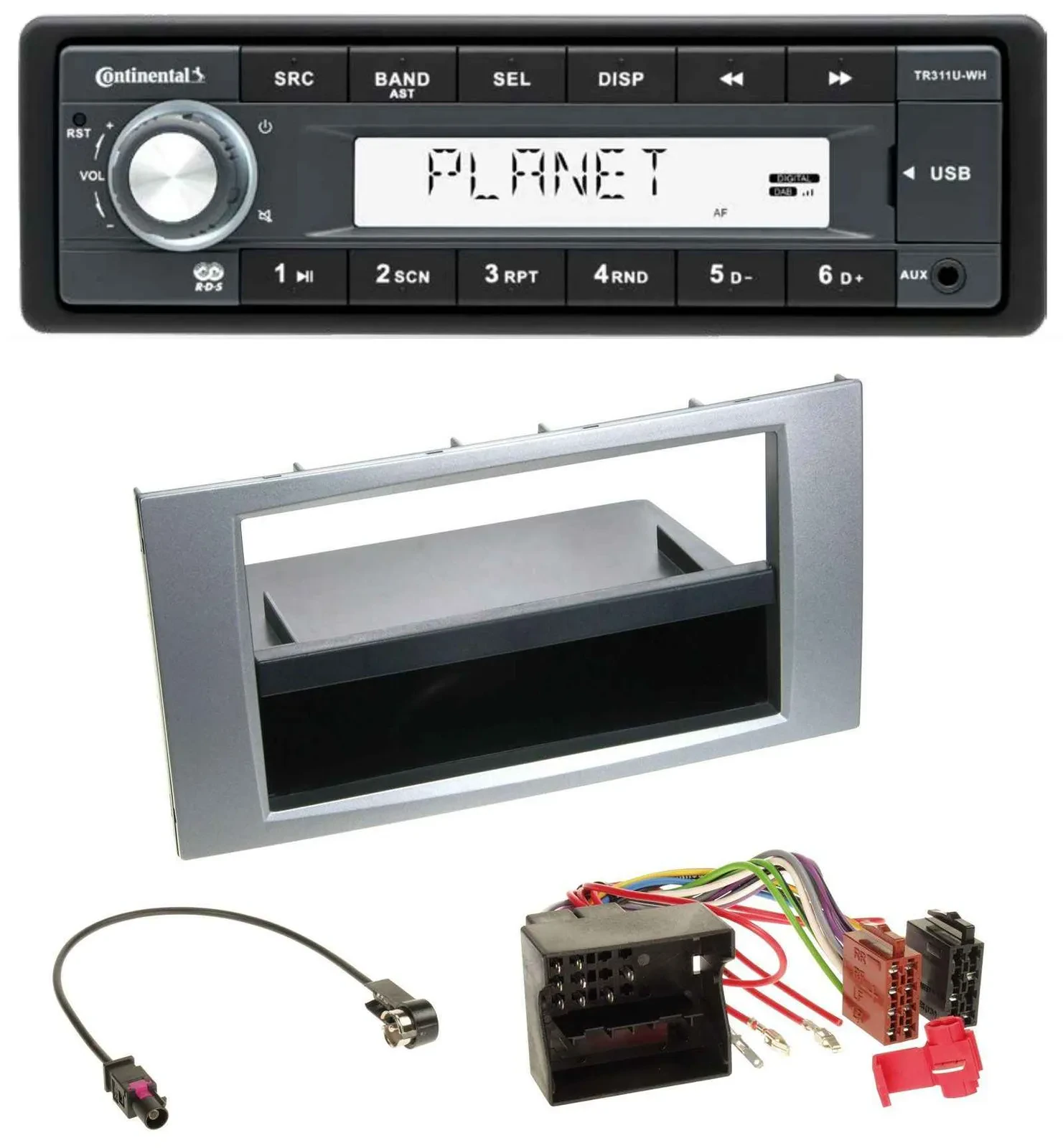 Continental USB MP3 AUX 1DIN Autoradio für Ford Galaxy Focus C-Max S-Max 03-07 s