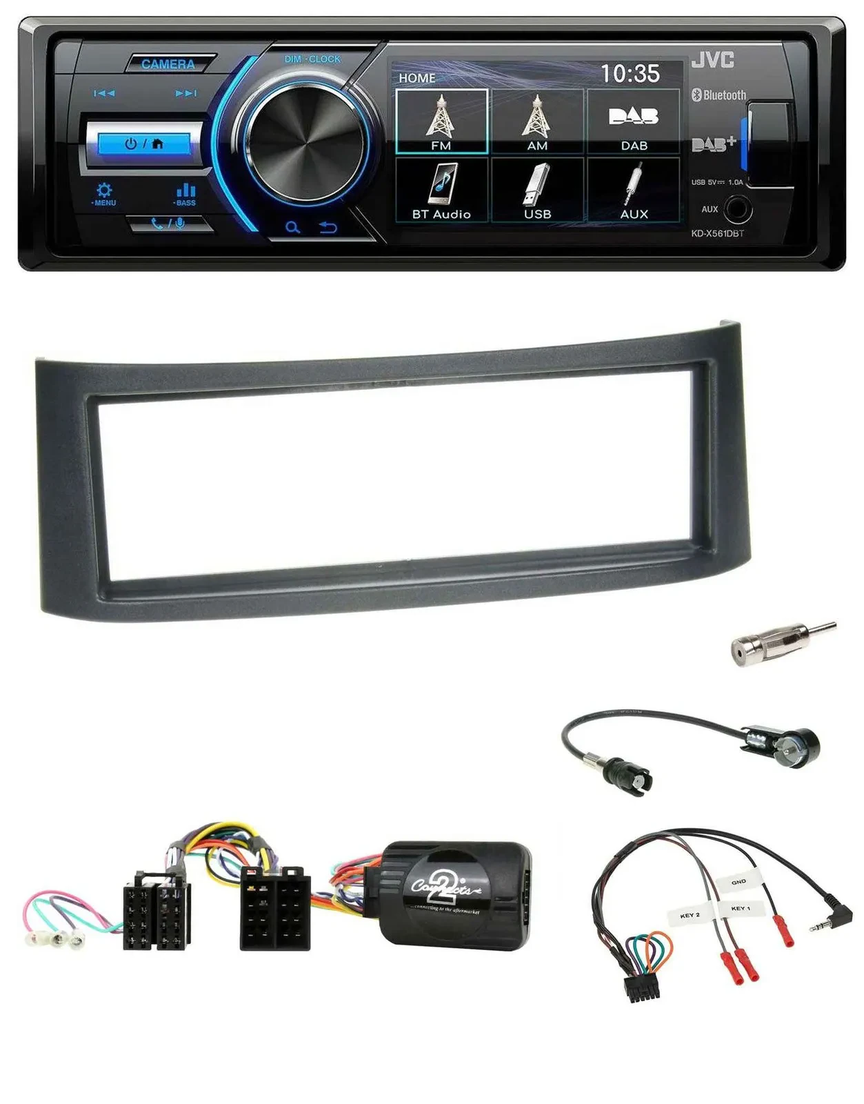 JVC Bluetooth Lenkrad USB DAB Autoradio für Smart ForFour W454 2004-2006 schwarz