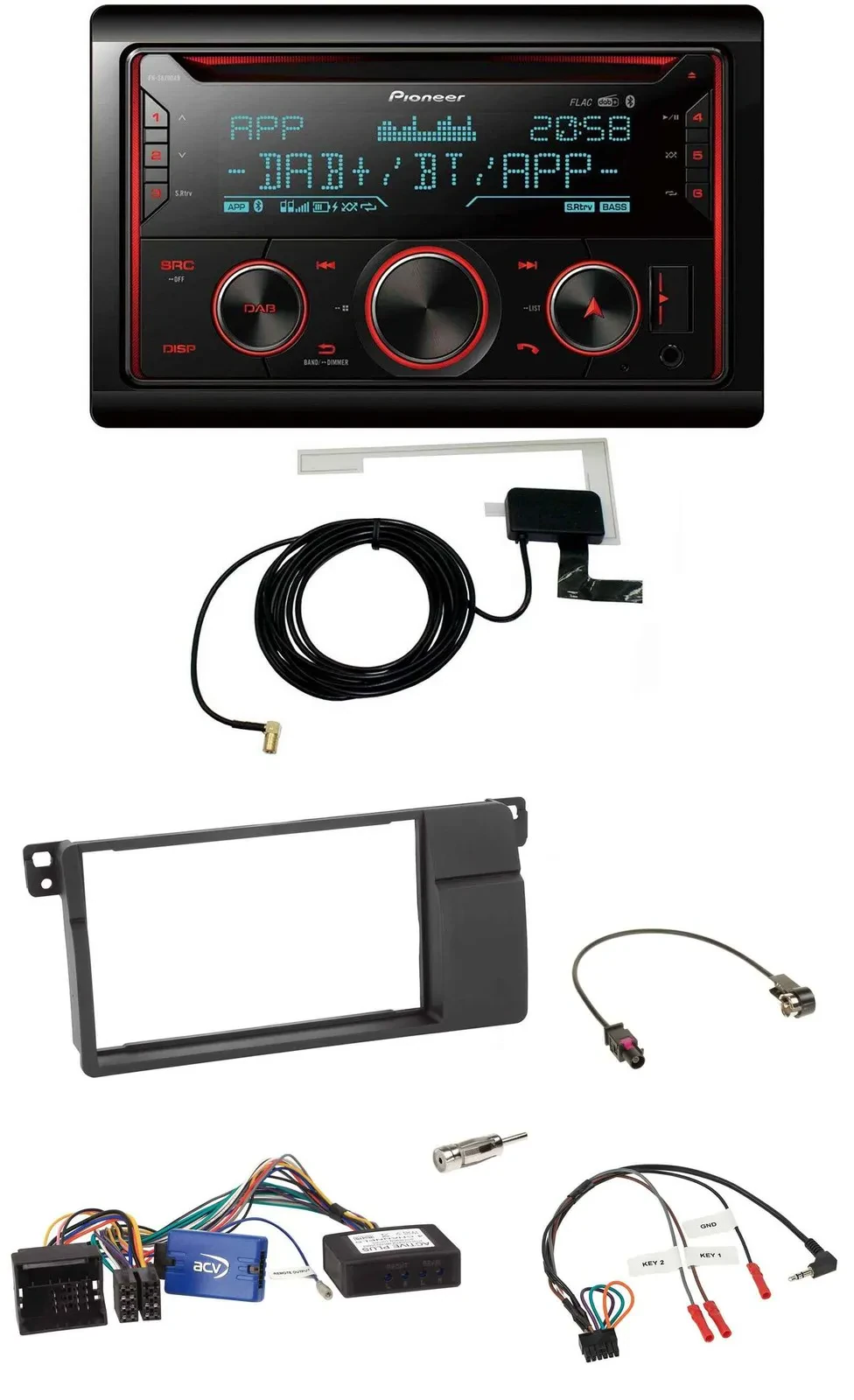 Pioneer 2DIN Lenkrad DAB USB CD Bluetooth Autoradio für BMW 3er E46 2002-2006 sc