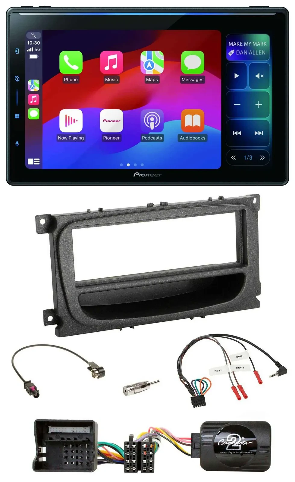 Pioneer Bluetooth DAB Lenkrad USB Autoradio für Ford Mondeo S-Max 07-14 schwarz