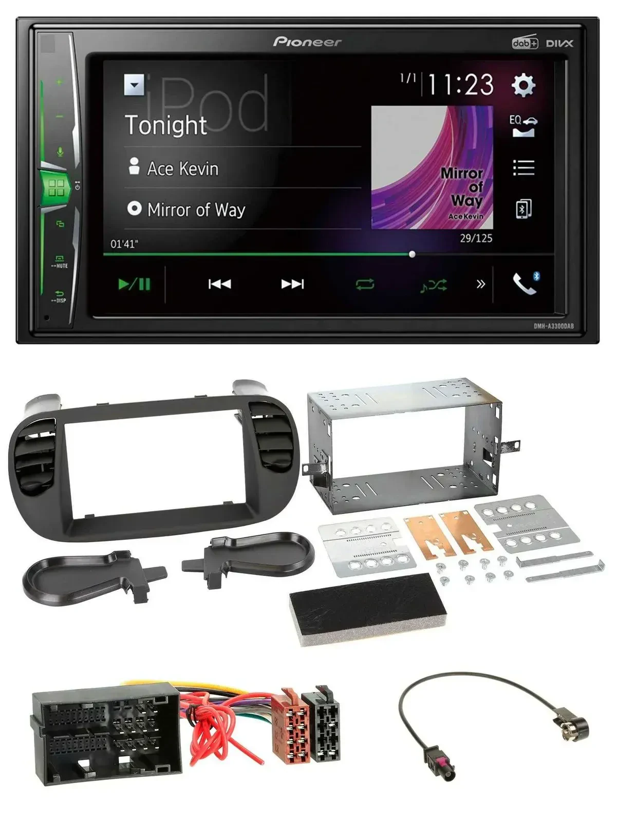 Автомагнитола для Fiat 500 (с 2012) Pioneer 2DIN DAB USB Bluetooth MP3 Soft Touch