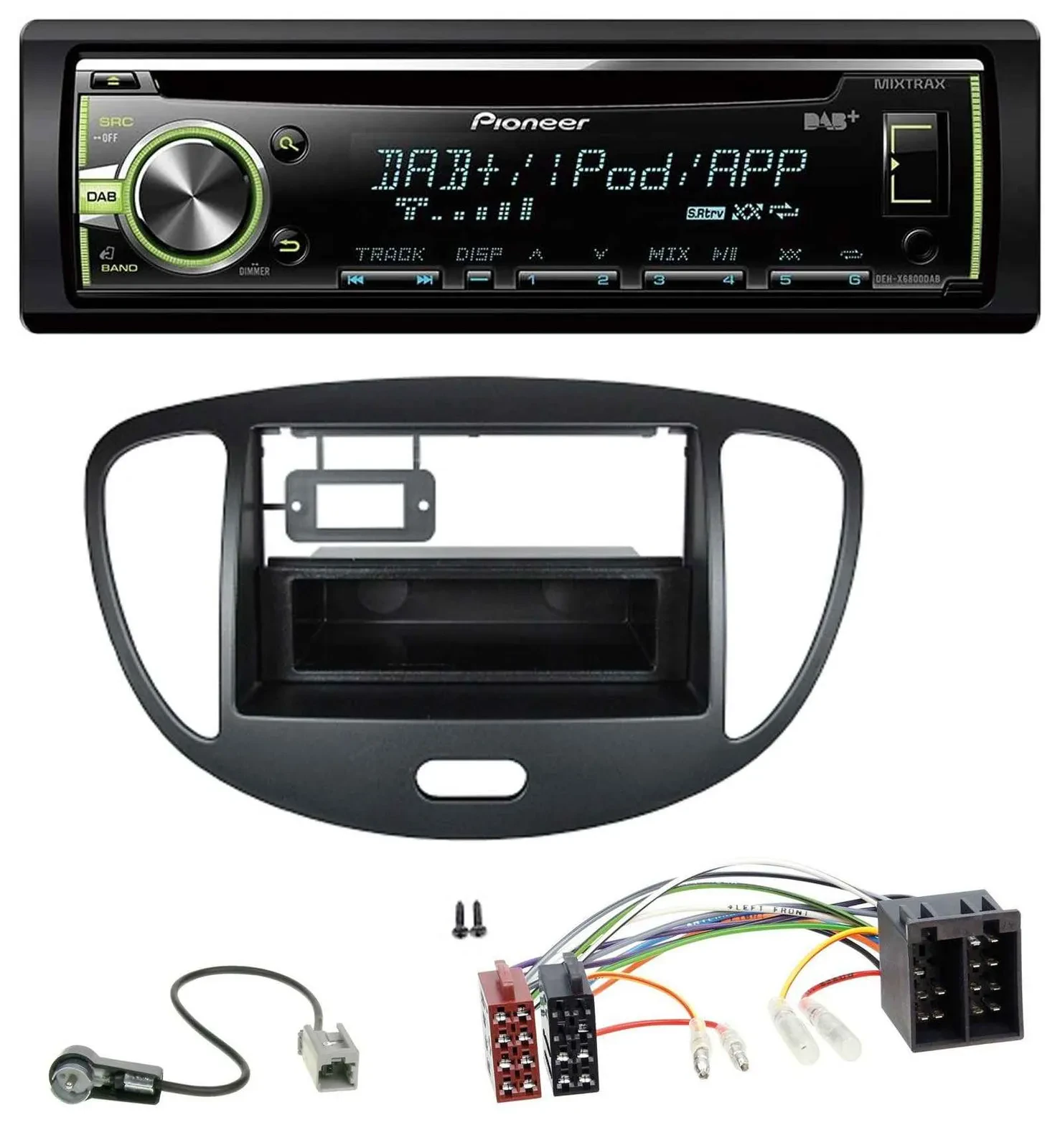 Pioneer DAB USB MP3 AUX CD Autoradio für Hyundai i10 (2008-2013) schwarz