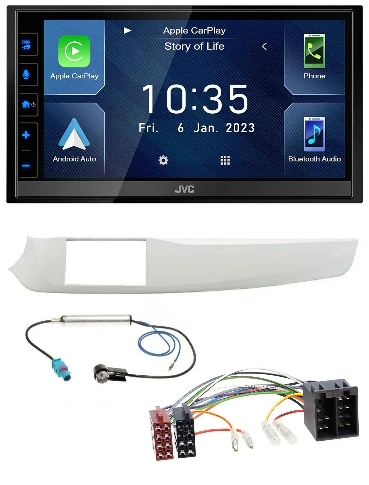 JVC DAB Bluetooth MP3 USB 2DIN Autoradio für Alfa Romeo Giulietta 2010-2013 weiß