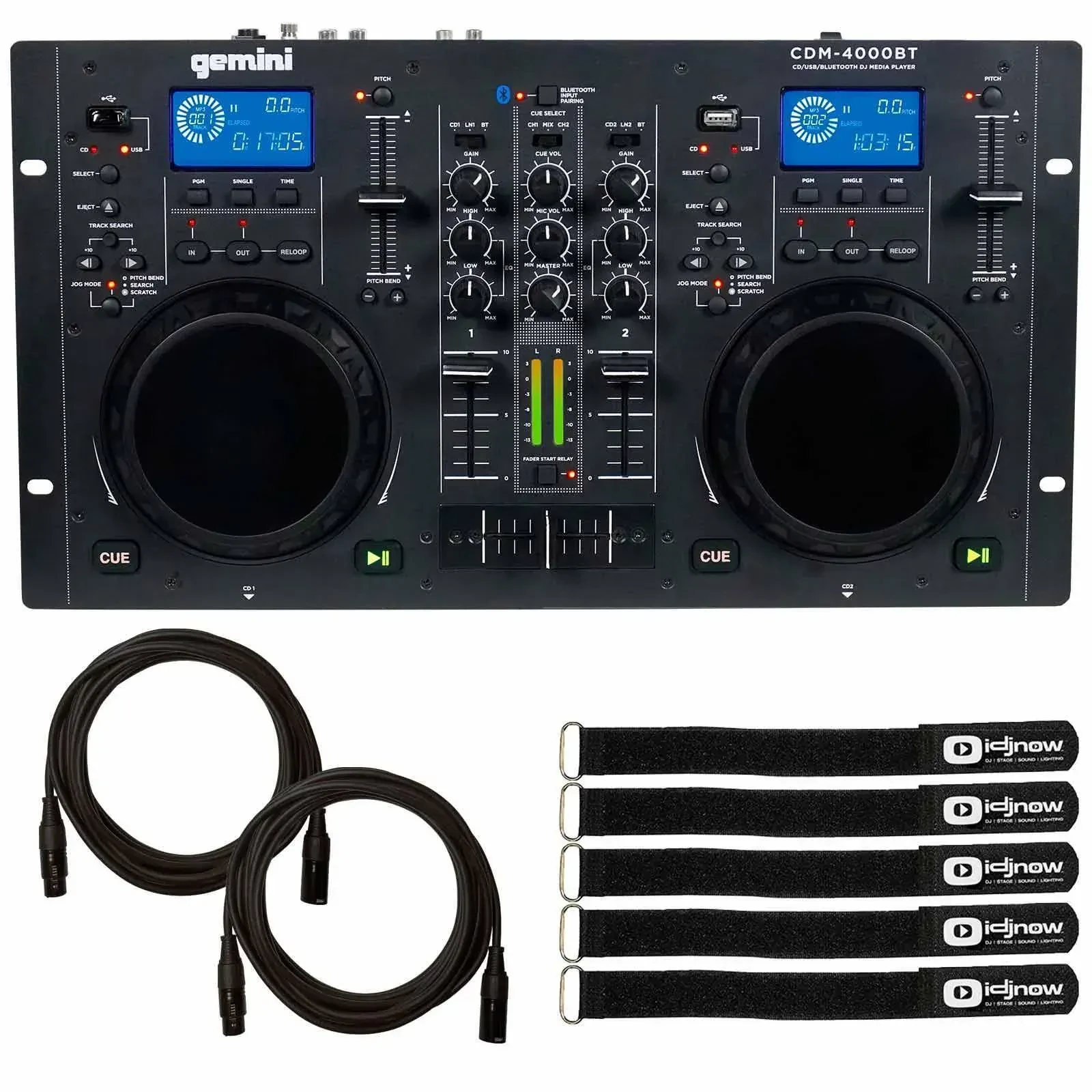 DJ-контроллер с джогом Gemini CDM-4000BT Black с аксессуарами