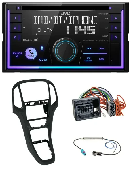 JVC MP3 USB 2DIN DAB Bluetooth CD Autoradio für Opel Astra J ab 12/09 Perlschwar