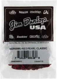 Медиаторы Dunlop 483R09MD Celluloid Medium Red Pearloid (72 штуки)