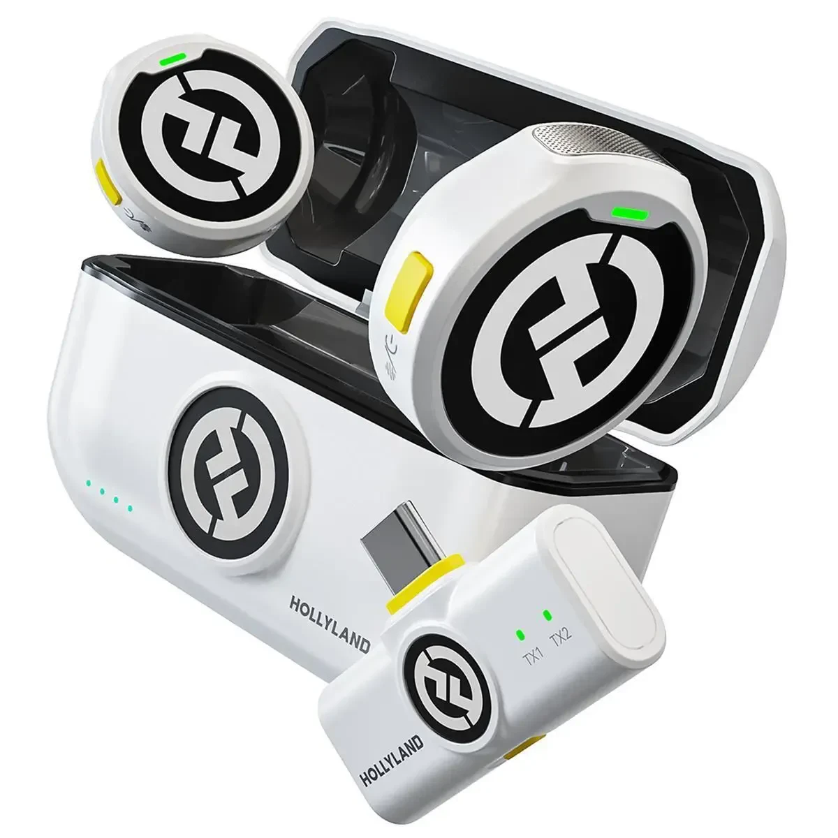 Беспроводная петличная микрофонная система для смартфона Hollyland LARK M2 USB-C 2.4 ГГц, для 2 человек, белая