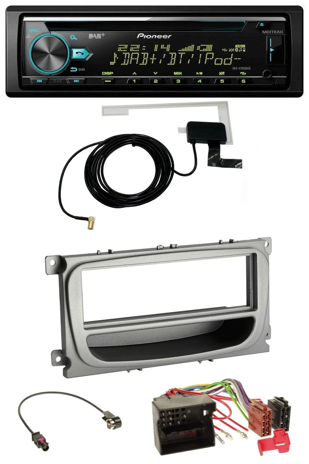 Pioneer MP3 AUX CD USB DAB Autoradio für Ford Mondeo S-Max 07-14 silber Ablagefa