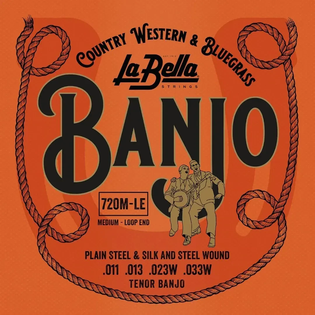 La Bella 720M-LE Tenor Banjo String - Medium Loop-Ends 11-33 Silk & Steel Wound