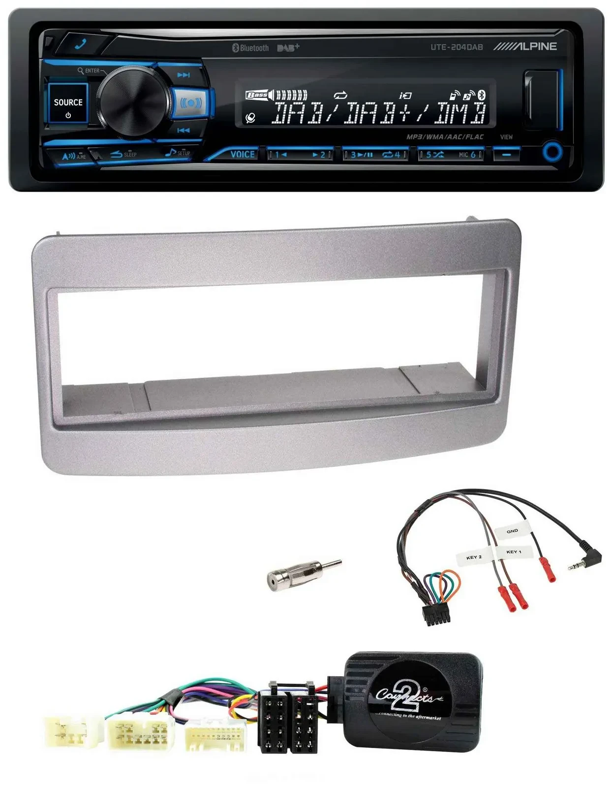 Alpine USB Bluetooth DAB Lenkrad Autoradio für Toyota RAV 4 2001-2006 dunkelsilb