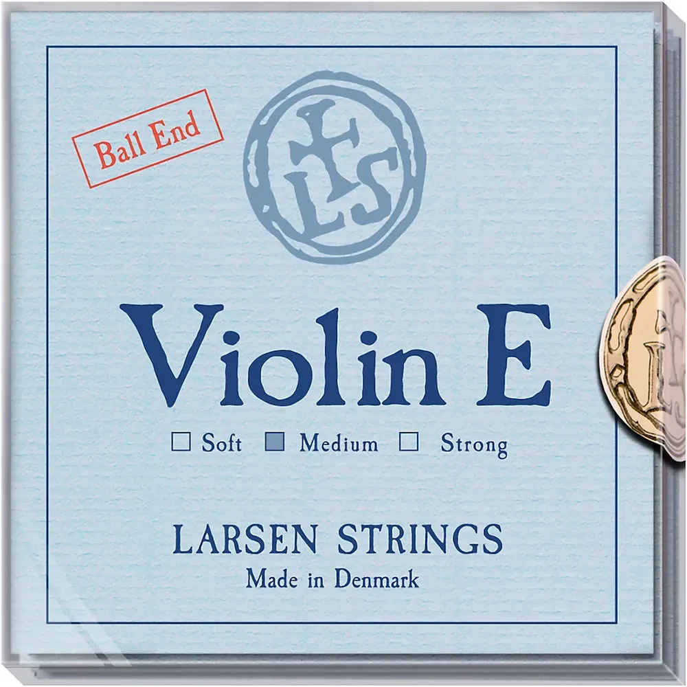 Larsen Strings Violin String Set 4/4 Size Aluminum D, Medium Gauge, Ball End