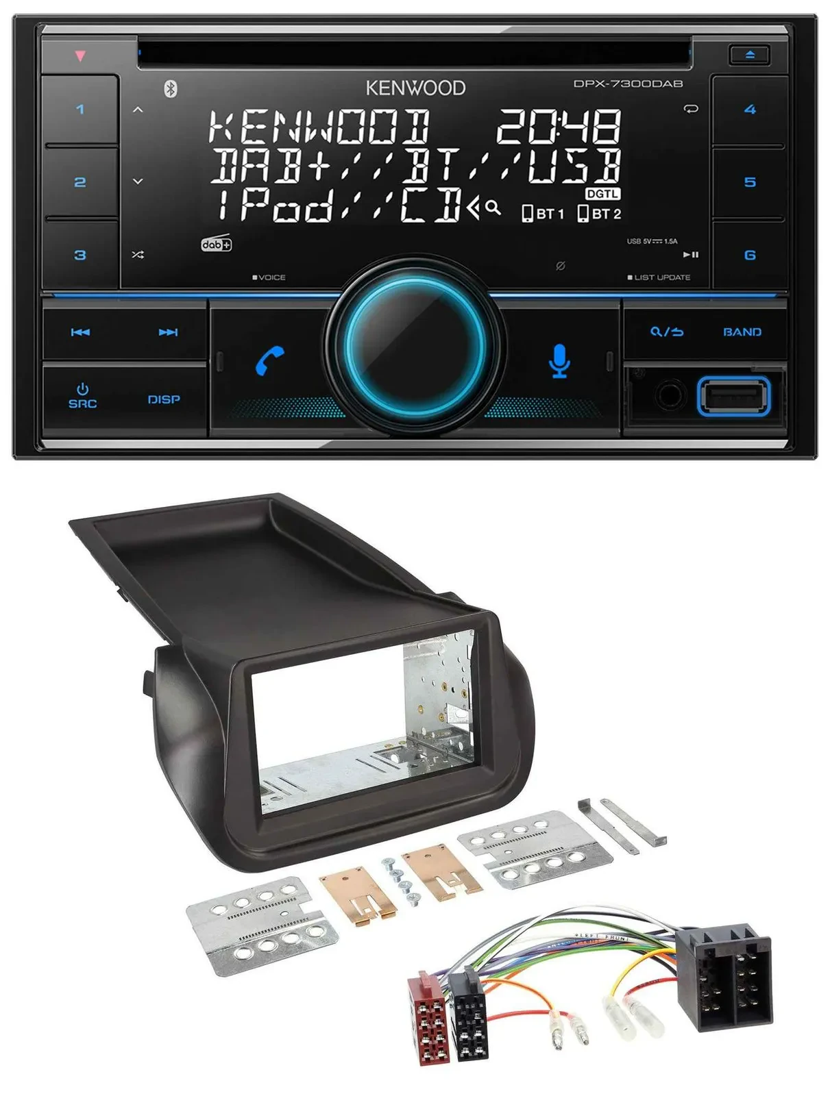 Kenwood CD 2DIN DAB USB MP3 Bluetooth Autoradio für Citroen Nemo Fiat Fiorino Pe