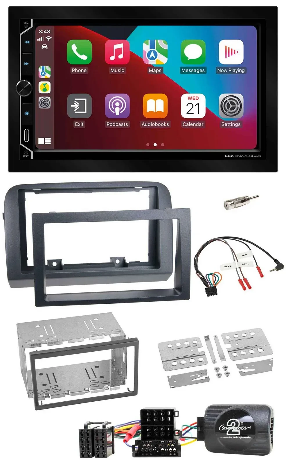 ESX 2DIN DAB USB Lenkrad Bluetooth Autoradio für Fiat Croma 2005-2010