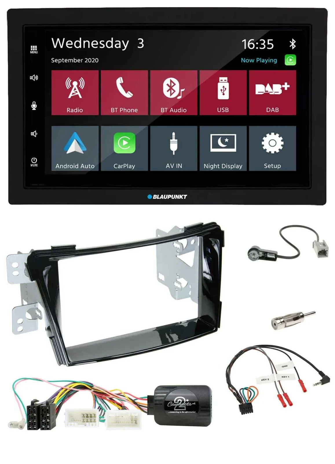 Blaupunkt 2DIN Lenkrad USB Bluetooth DAB Autoradio für Hyundai i40 ab 2011 VF Kl
