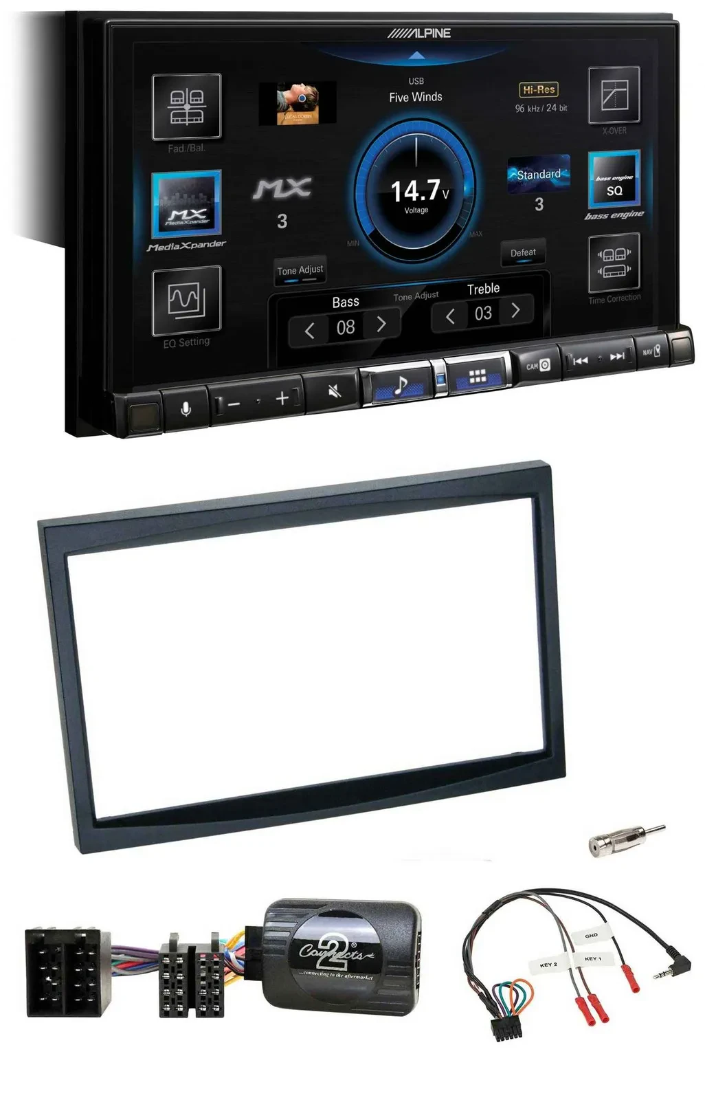 Alpine DAB 2DIN USB Bluetooth Lenkrad Autoradio für Citroen C3 C2 Berlingo schwa