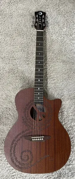 Luna GYP E MALU MAH Gypsy Peace Maluhia Grand Concert Acoustic Electric Guitar